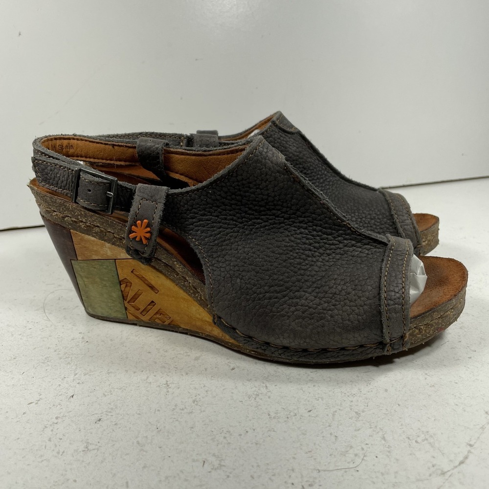 The Art Company Leather Wedge Shoes Womens Size EU 39 (8.5-9 US) Gray
